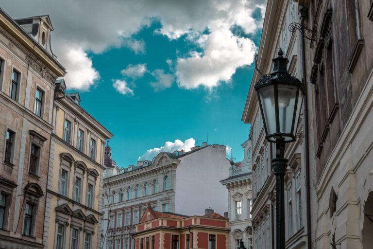 low angle photography of street light and buildings