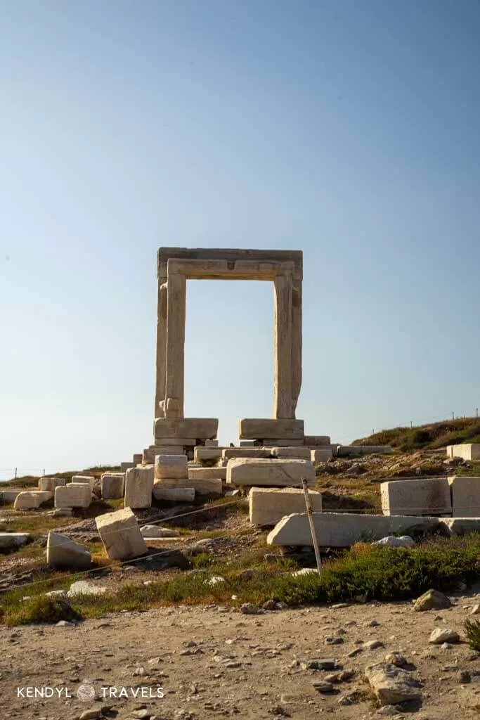 The Portara, an ancient marble doorway on the island of Naxos, Greece